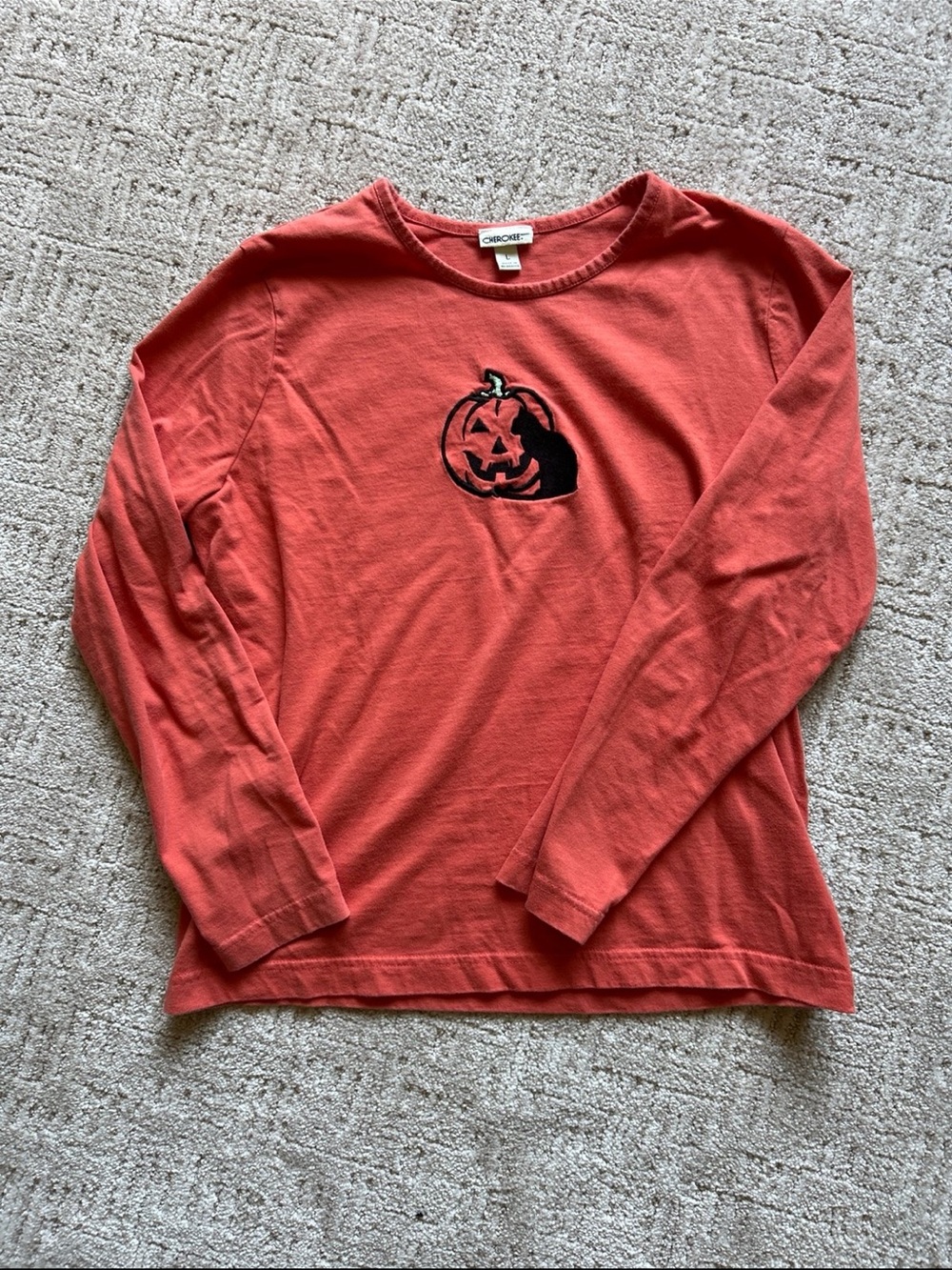 Women’s Orange Long-Sleeve Pumpkin Graphic Tee